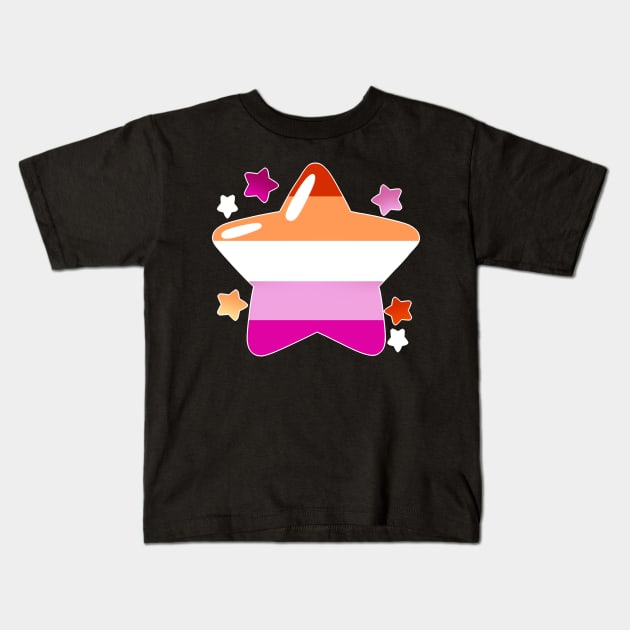 LGBTQ+ Pride Flag Stars - Lesbian Kids T-Shirt by leashonlife